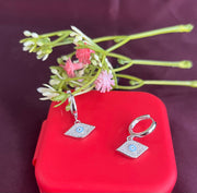 925 Pure Sterling Silver Rhodium-Plated Contemporary Evil Eye Earring